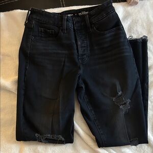 Old Navy Black Distressed Straight Leg Jeans